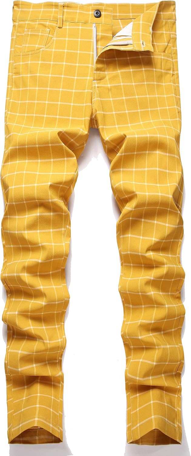 NOVOCCT Plaid Pants for Men - Stylish Skinny Fit Chinos