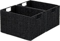 Wicker Storage Basket Set of 2 Black - Foldable Paper Rope Organizers