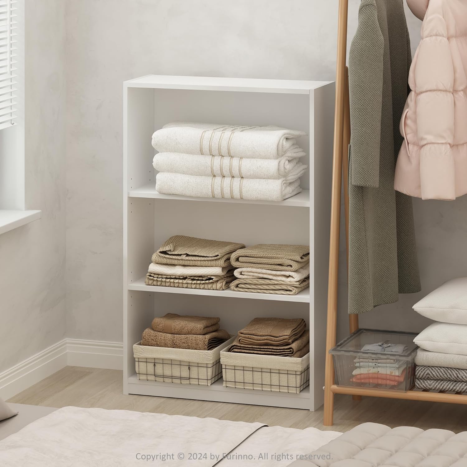 Furinno Reed 3-Tier Closet Organizer for Modern Storage Needs