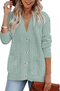 MEROKEETY Women's Chunky Cable Knit Cardigan Sweater for Fall