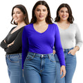 Emmalise Women's Vneck Long Sleeve Tee - Slim Fitted Basics