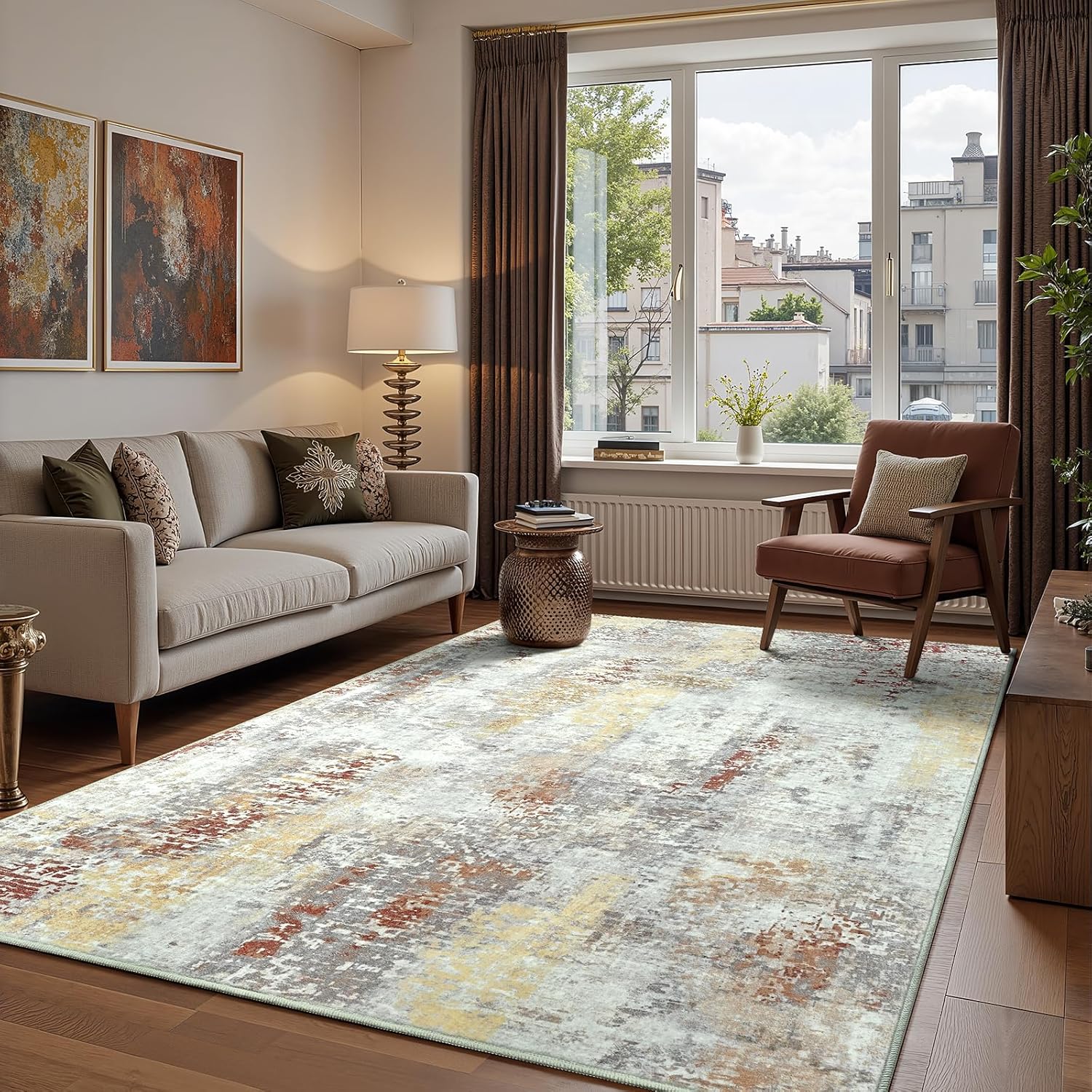 5x7 Washable Area Rug for Living Room and Bedroom Decor