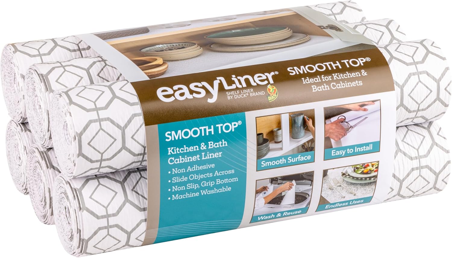 Smooth Top Shelf Liner for Cabinets & Drawers - Easy to Use