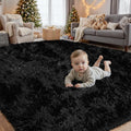 5x7 Area Rug for Living Room - Ultra Soft Fluffy Shag Black Rug