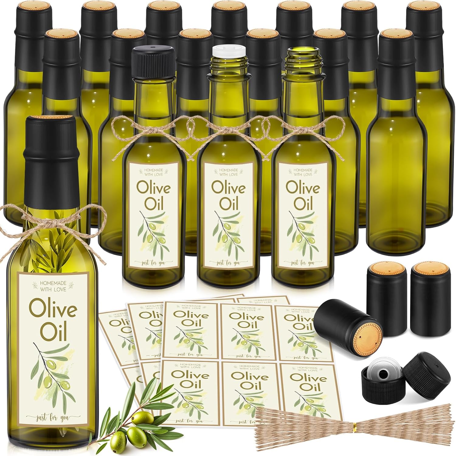 20 Pcs 3oz Homemade Mini Olive Oil Bottles for Gifts