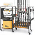 Olakee Fishing Rod Holder Floor Rack - Mobile 16-Rod Organizer