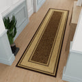 Hallway Runner Rug 2ft7in x 9ft10in - Non Slip Brown Border Runner
