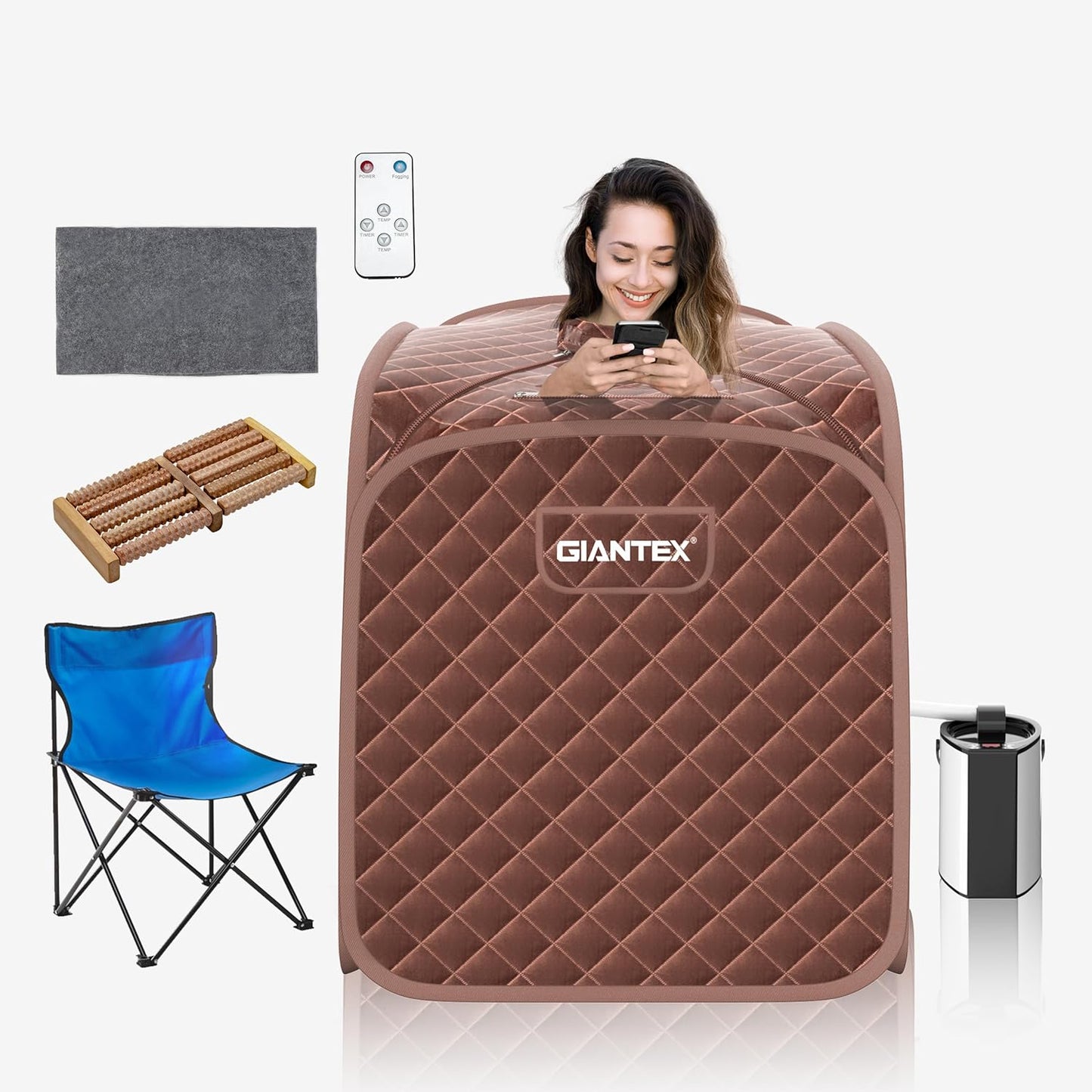 Giantex Portable Sauna, 9 Temp & Timer, Relaxing Personal Steam Spa