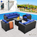 Rattaner Patio Furniture Sectional Sofa 5-Piece Set - With 50000 BTU