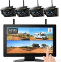 Magnetic Solar Wireless Backup Camera System 10.1in Touchscreen - Quad