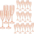 Rose Gold Glitter Champagne Flutes 24 Pack - Durable Festive Stemmed