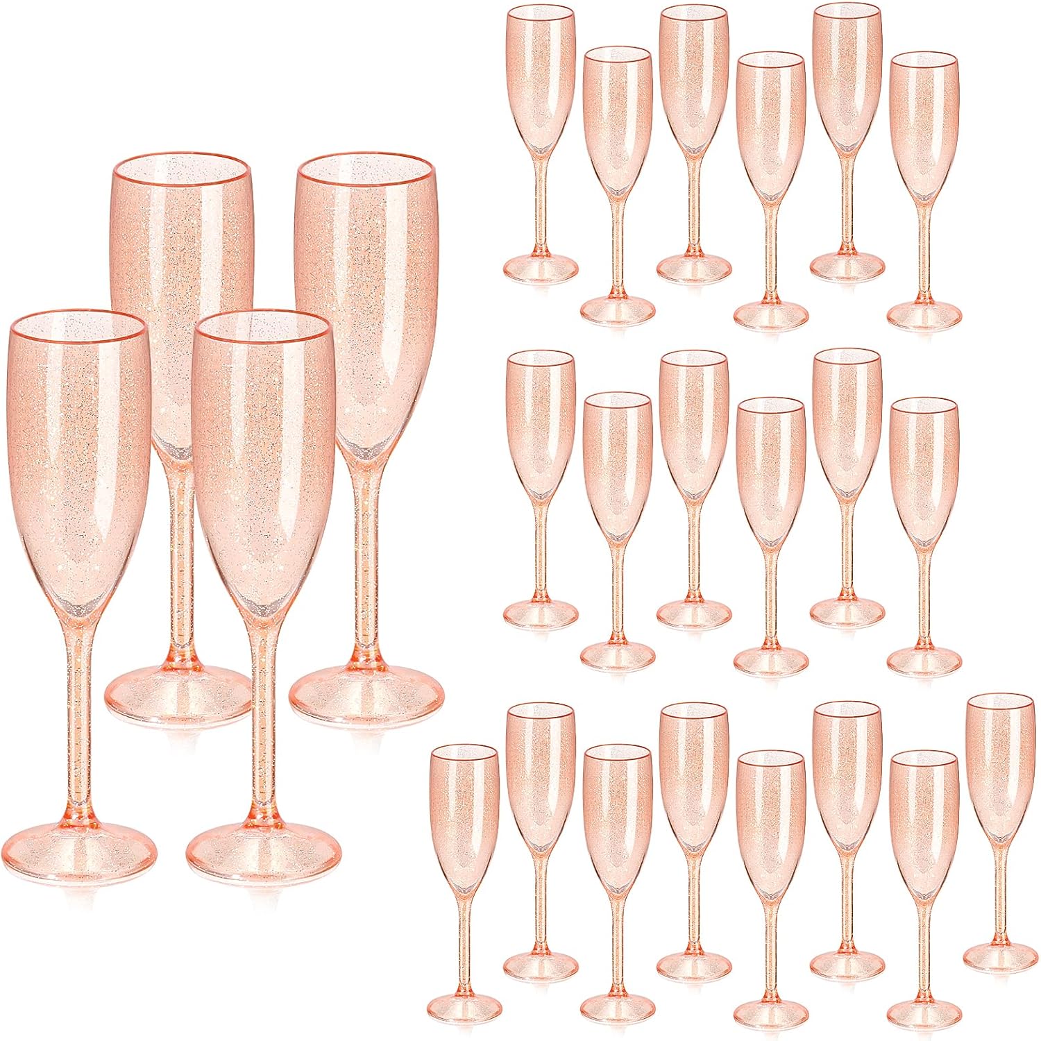 Elegant Rose Gold Glitter Champagne Flutes for Every Occasion