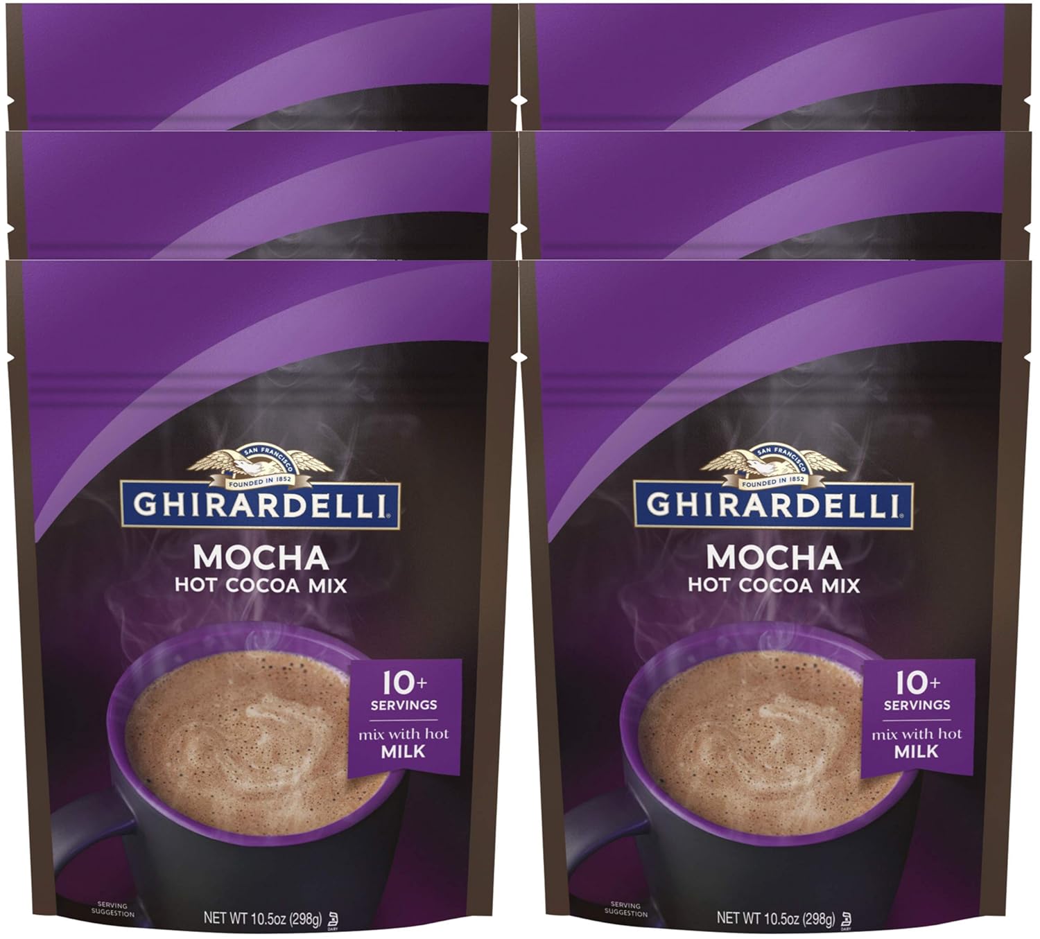 Ghirardelli Hot Cocoa Mix Mocha 10.5 oz Bag Set of 6 for Cocoa Lovers