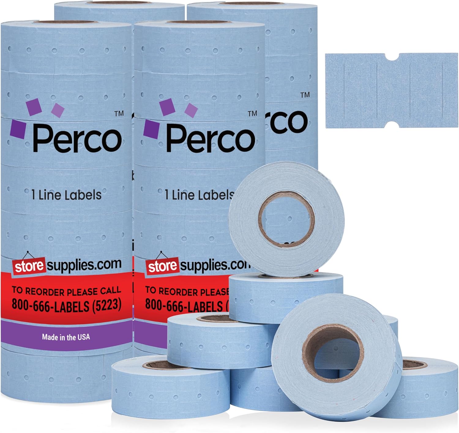 Perco 1 Line Blue Labels - 32,000 Blank Price and Date Labels