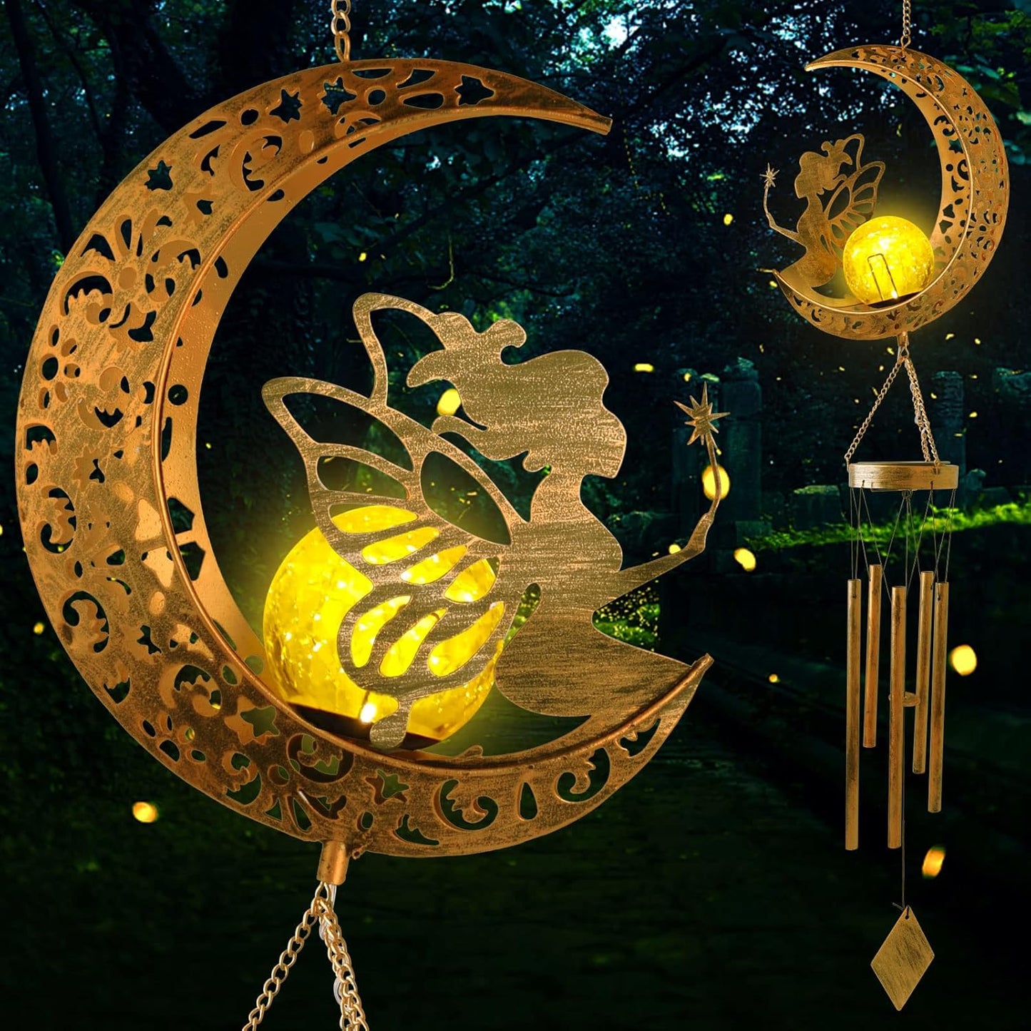Fairy Moon Solar Light Wind Chimes for Outdoor Decor Gifts