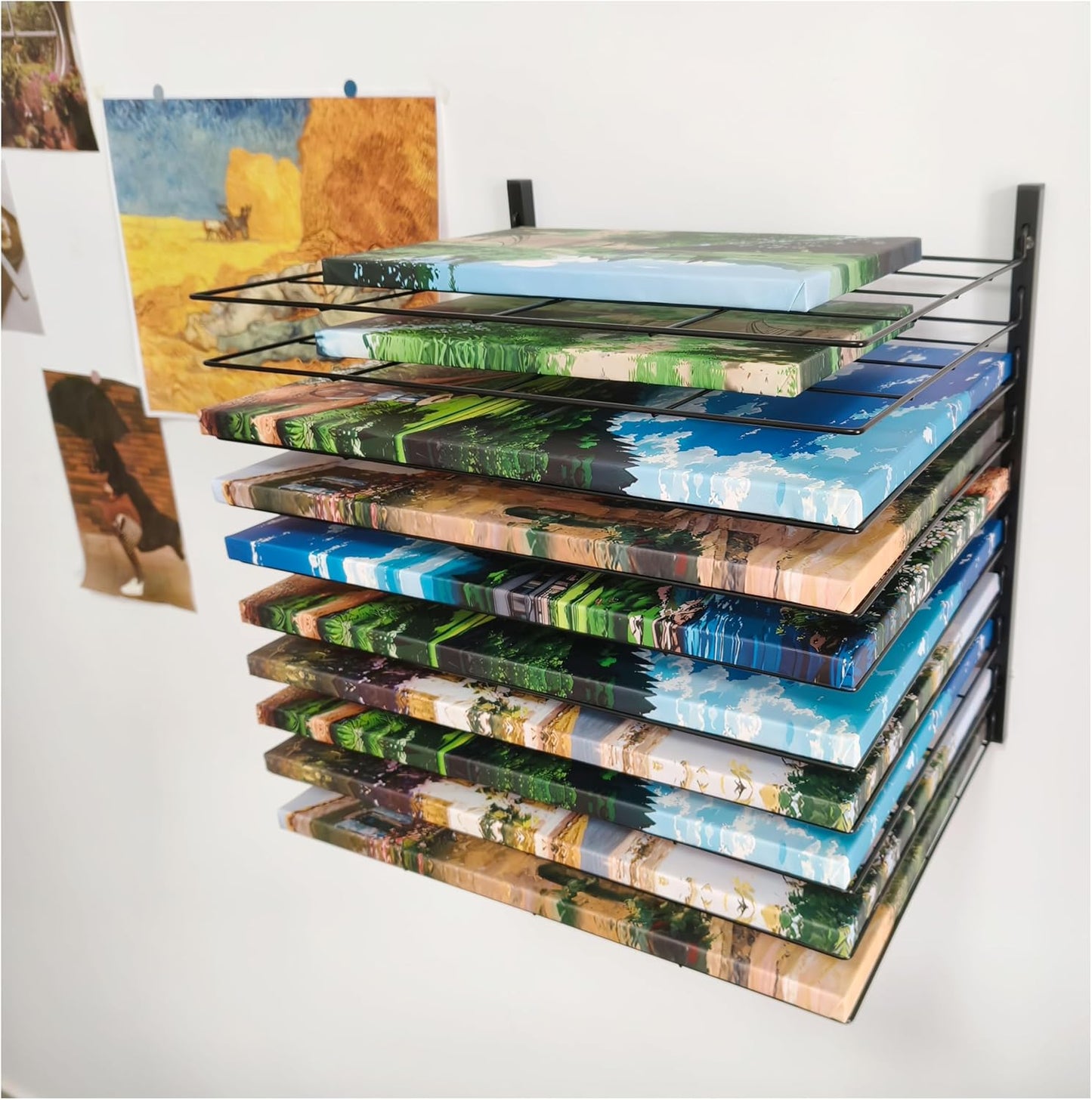 Art Drying Rack for Classroom - No Drill Wall Storage System