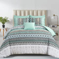 Boho Comforter Set King Size Sage Green Paisley - Soft Microfiber
