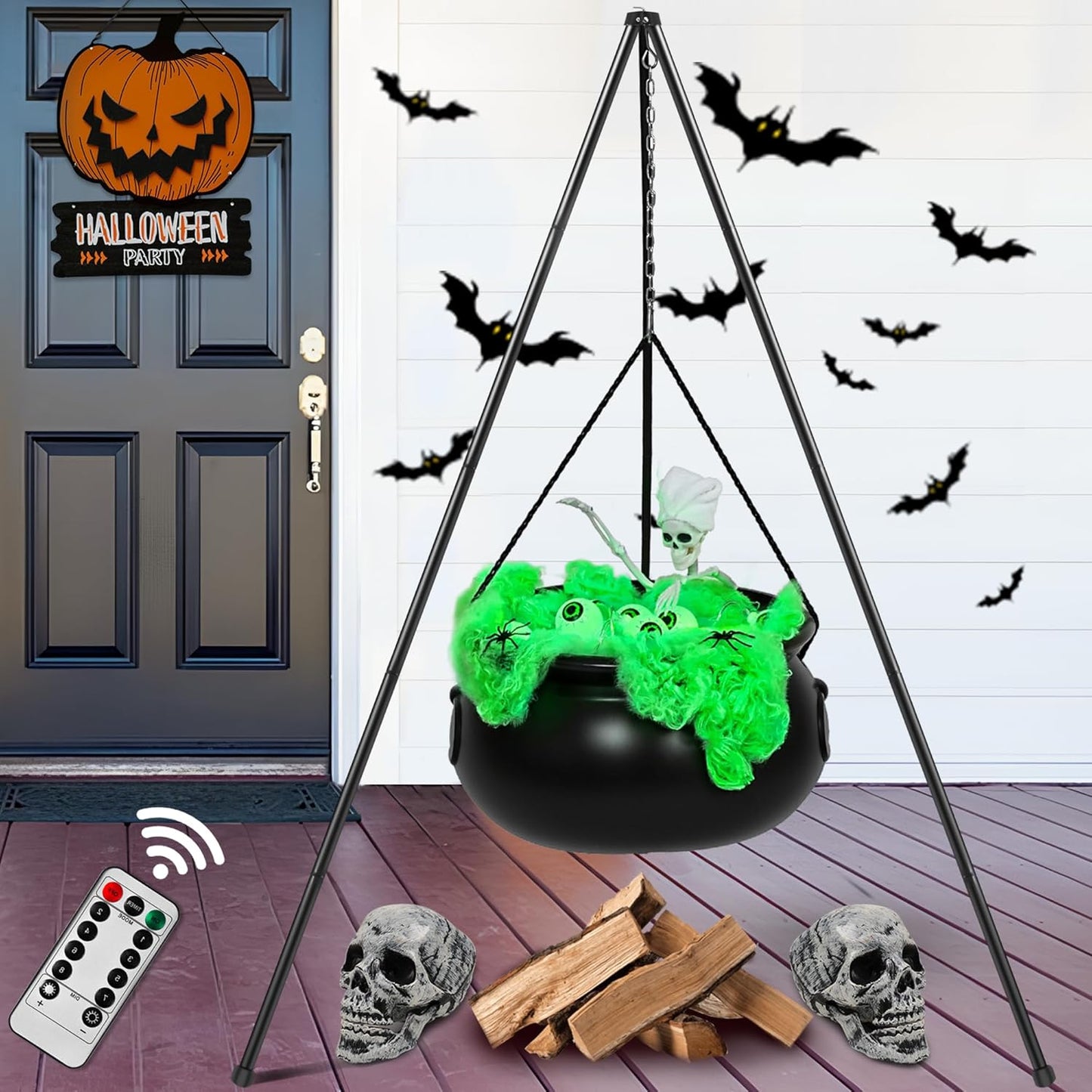 Witches Cauldron with Lights for Spooky Halloween Decor