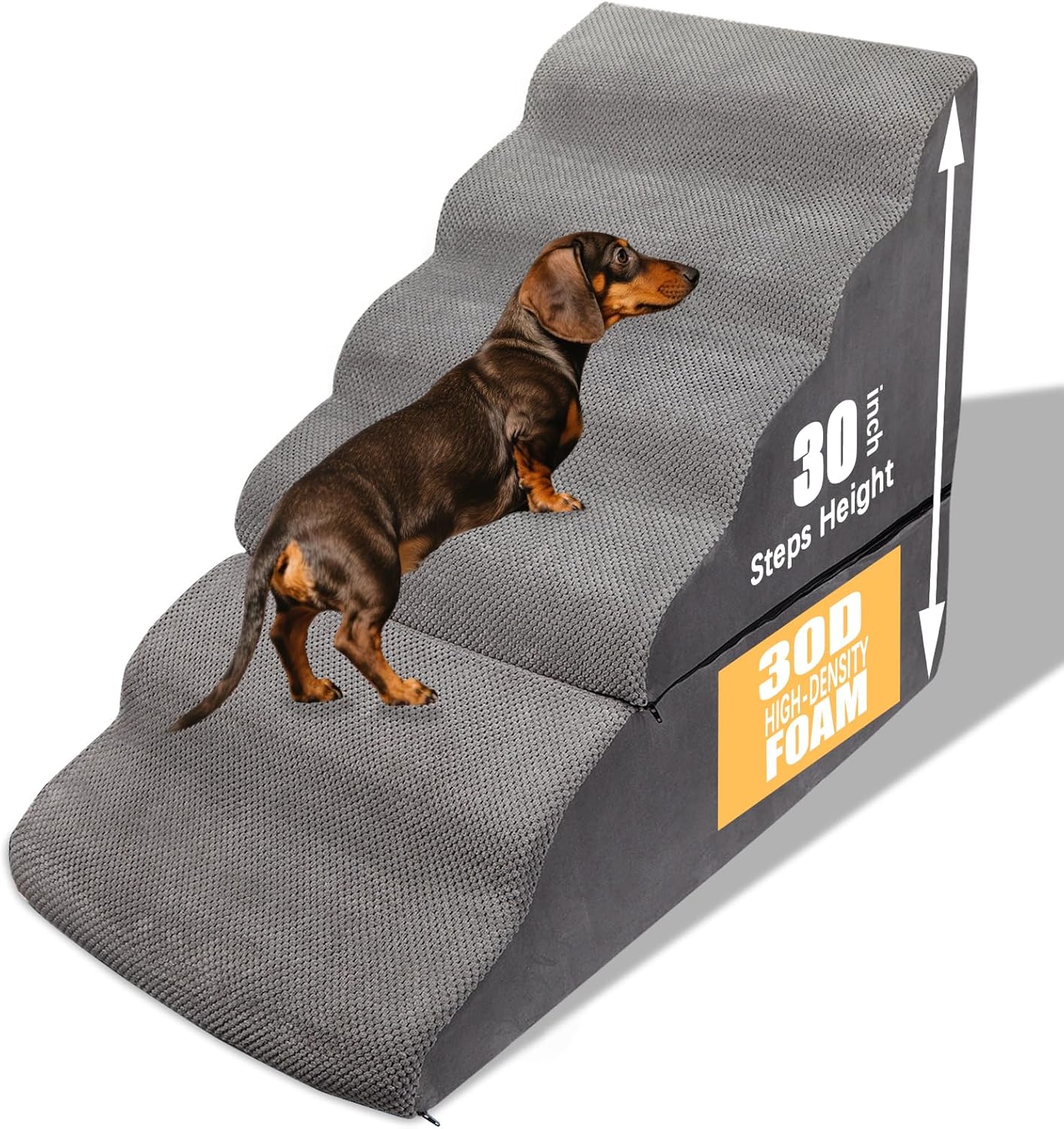 Dog Steps for High Bed 30 Inches Tall, Non-Slip Foam Stairs