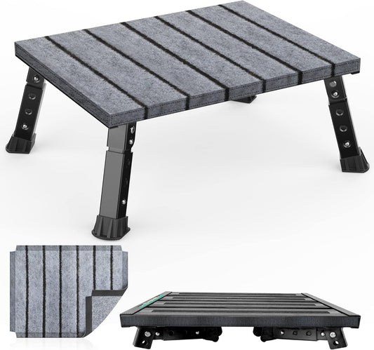 Large Platform RV Step with Adjustable Height and Anti-Slip Design