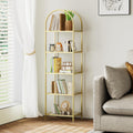 Homhedy Arched 5-Tier Bookshelf Metal and Tempered Glass - Elegant