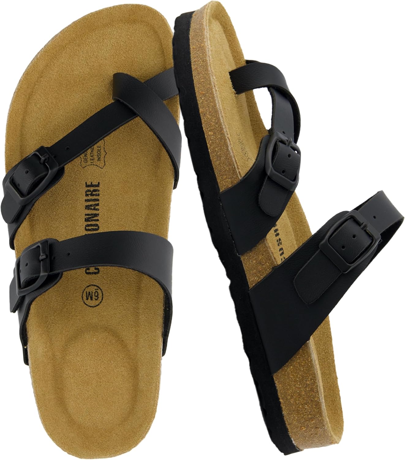 CUSHIONAIRE Women's Luna Cork Footbed Sandal for Comfort