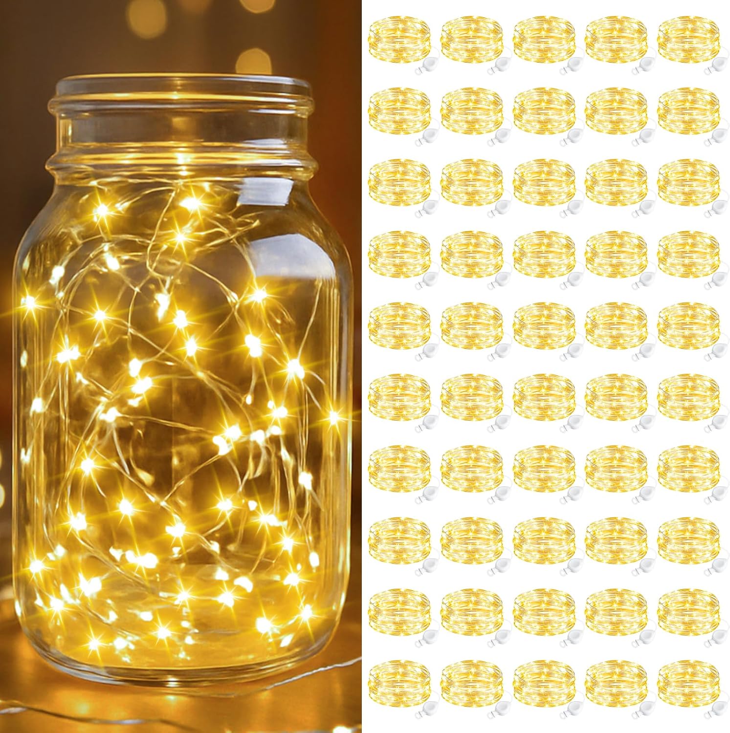 50 Pack Battery Operated Fairy Lights for Creative Decorations