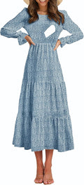 Women's Nursing Dress Smocked Bodice Tiered Midi - Easy Nursing