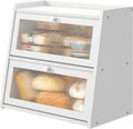 White Bread Box for Kitchen Counter with Cutting Board - Large
