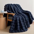 Faux Rabbit Fur Throw Blanket for Couch - Soft, Fluffy 50x60 in