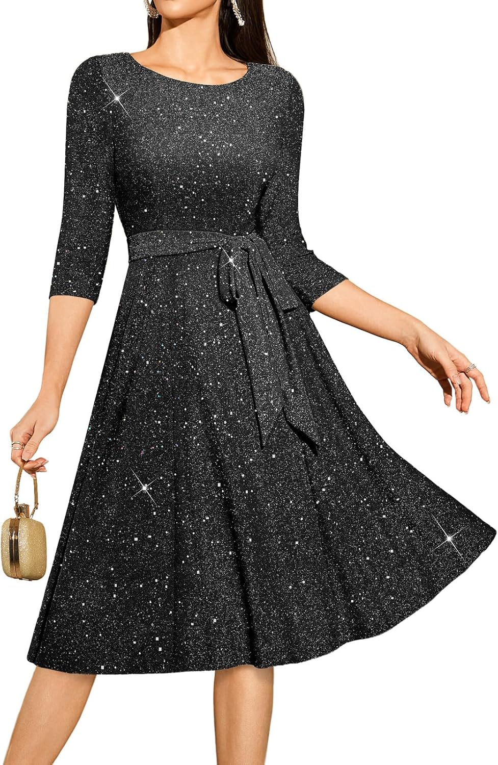 DRESSTELLS Vintage Wedding Guest Dress with 3/4 Sleeves for Women