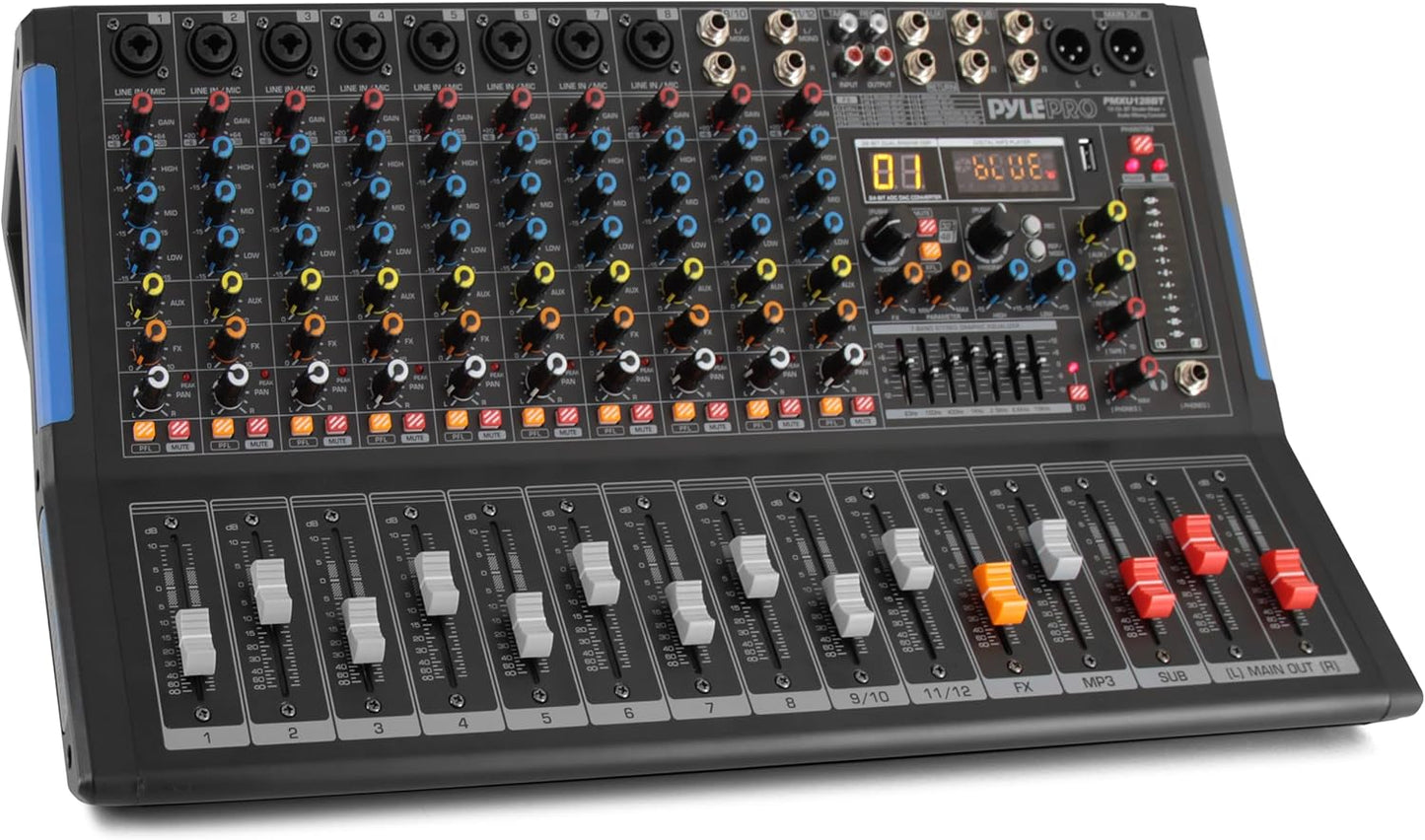 PYLE 12-Channel Bluetooth Studio Audio Mixer for DJs and Pros