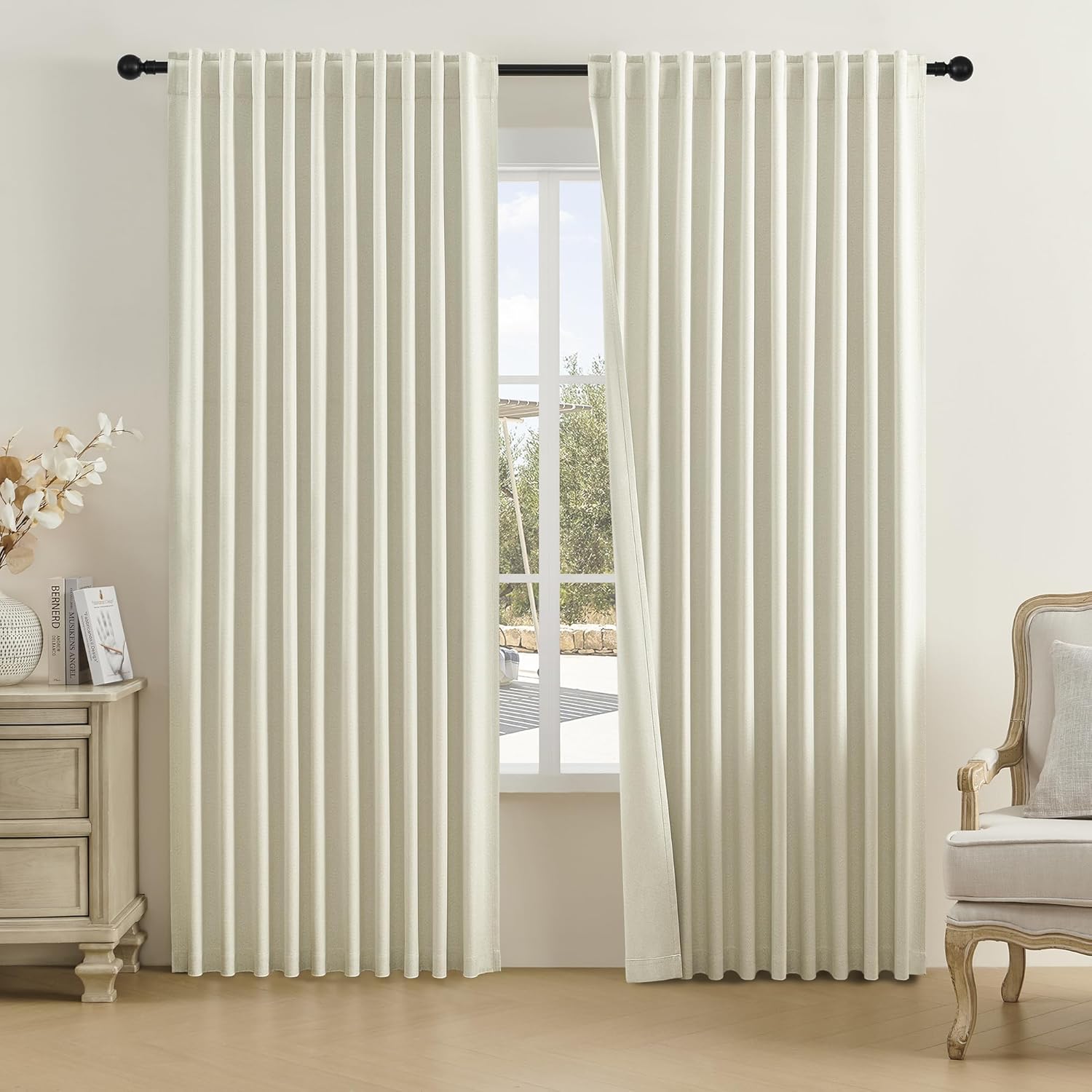DUALIFE Room Darkening Curtains for Large Windows 84x96
