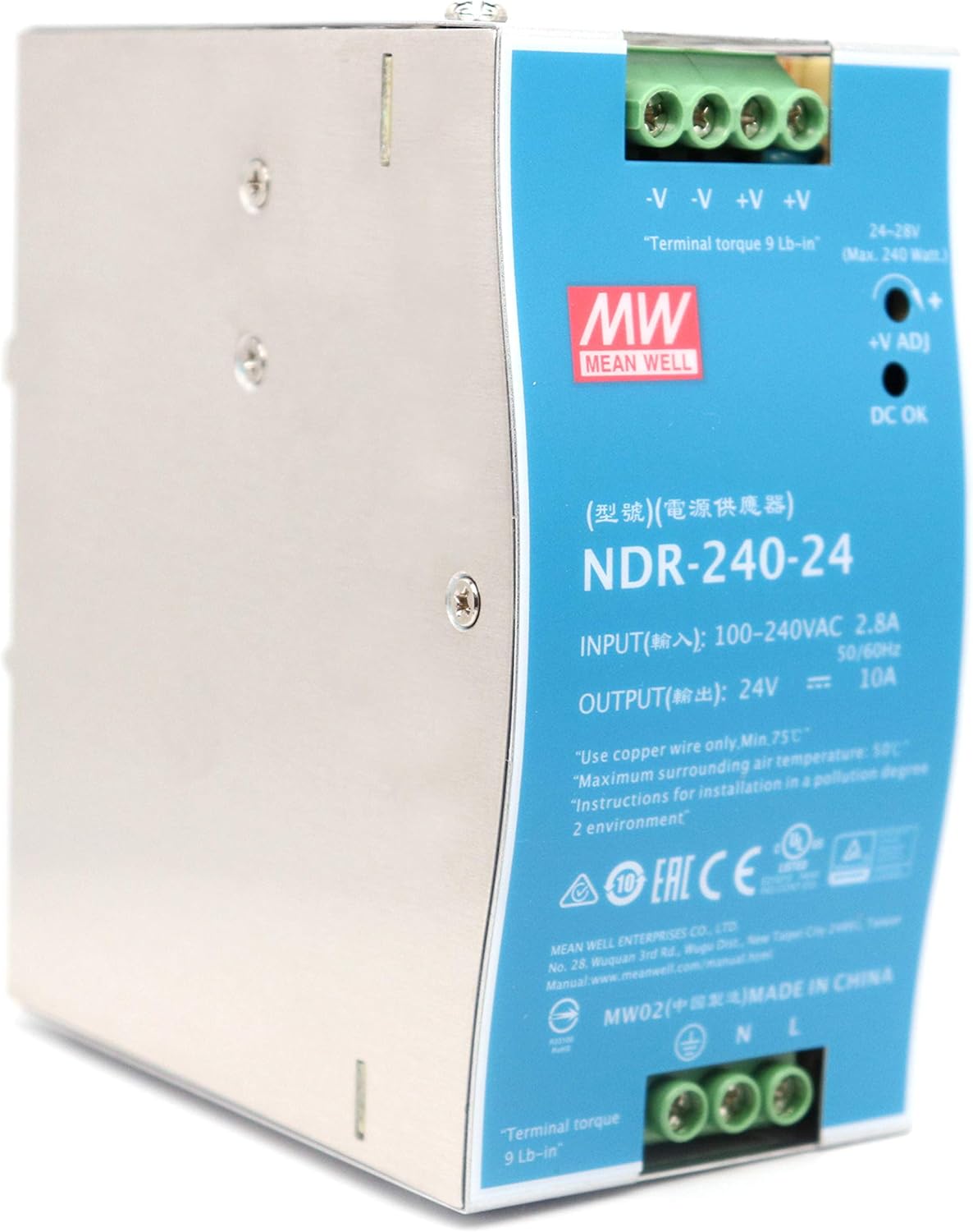 MEAN WELL NDR-240-24 240W 24VDC Power Supply for Industrial Use