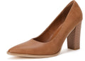 LAICIGO Women's Pointed Toe Pumps Chunky Block High Heel - Slimming