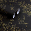 Black and Gold Wallpaper Peel and Stick Wallpaper - Vintage Floral