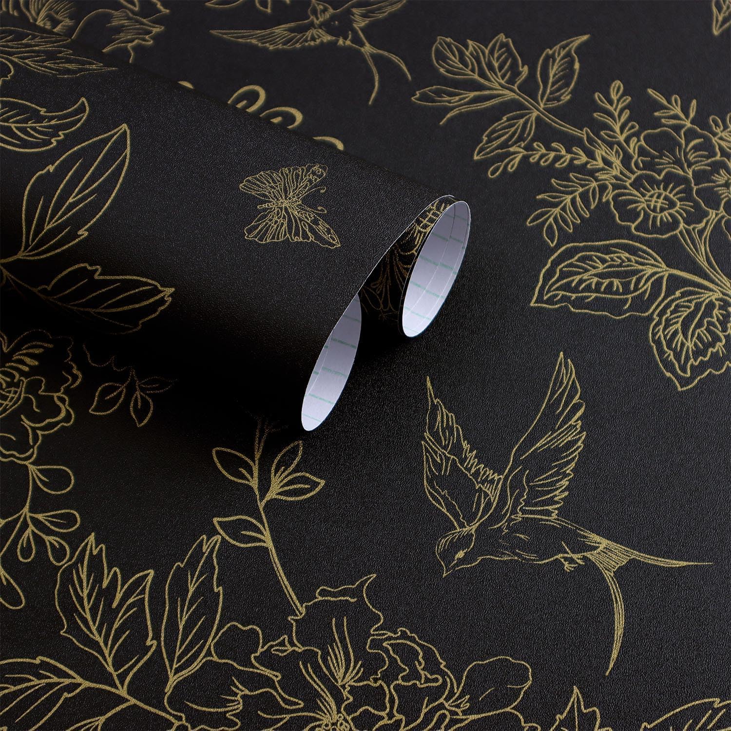 Floral Black and Gold Wallpaper Peel and Stick for Home Decor