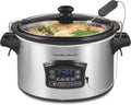 Portable 6 Quart Set & Forget Slow Cooker Silver - Probe & Lid Lock