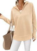 PRETTYGARDEN Womens Long Sleeve Quarter Zip Pullover (Style 1H9H)