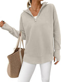 PRETTYGARDEN Womens Quarter Zip Ribbed Knit Pullover (Style S8FT)