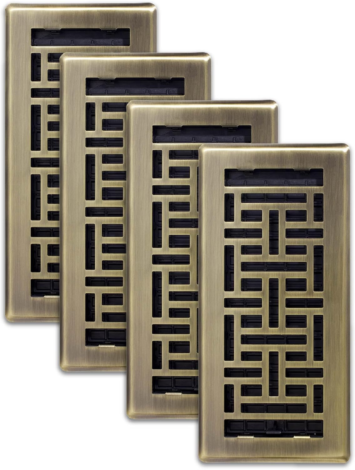 Oriental Floor Register 4-Pack 4x10 in Antique Brass Finish