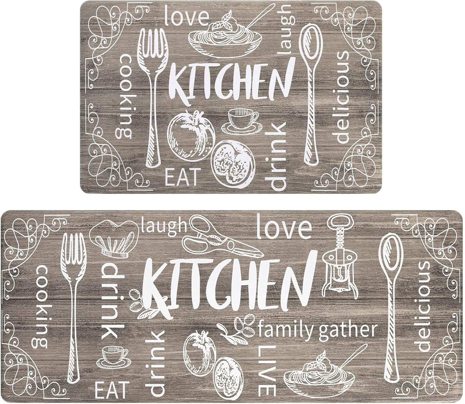 HEBE Anti Fatigue Kitchen Rug Set of 2 Non Slip Cushioned Mats