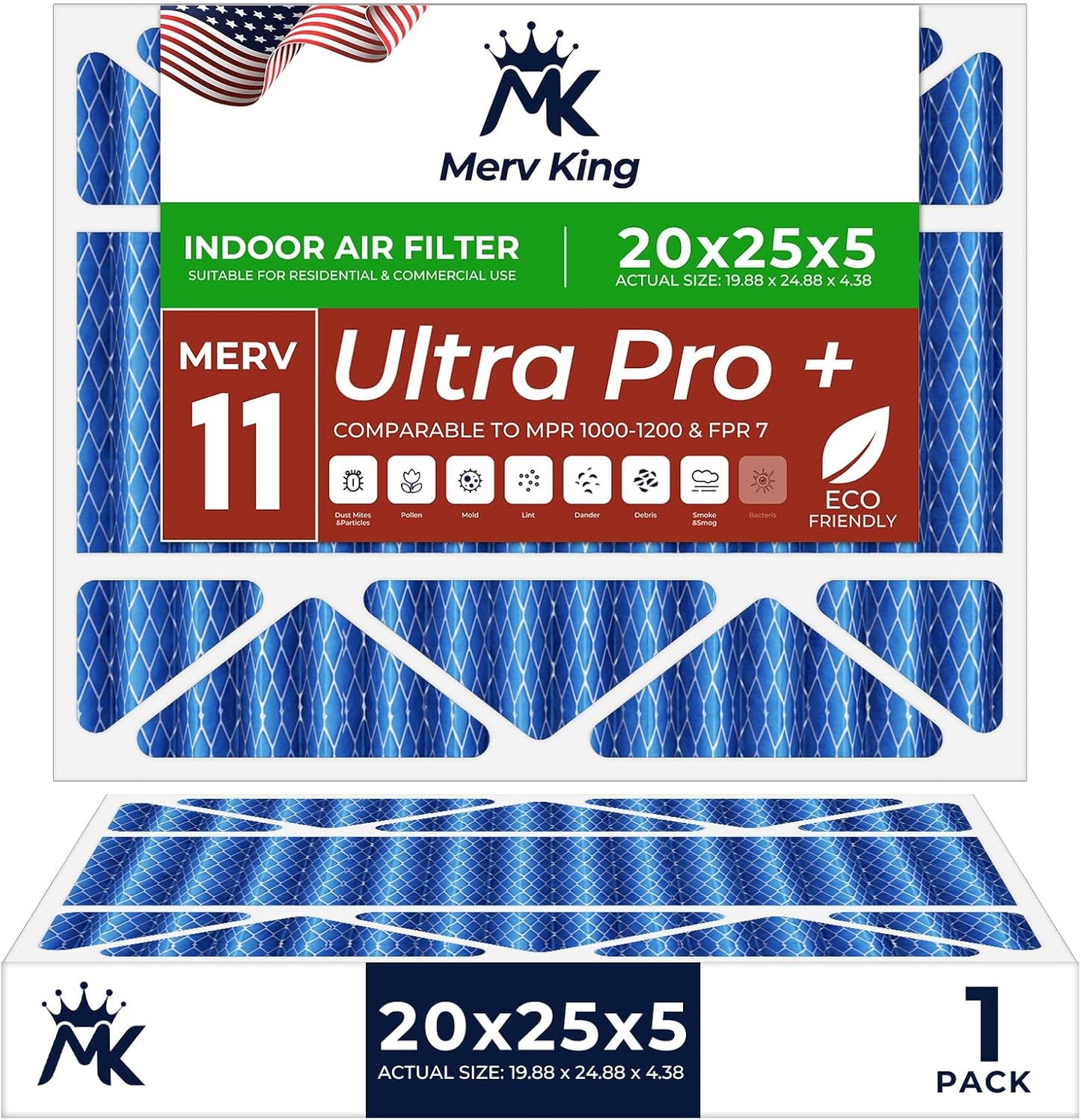 MervKing 20x25x5 Air Filter for HVAC, Furnace, and AC Systems