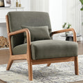 Comfy Mid Century Accent Chair - Easy Assembly - Lumbar Pillow - Linen Green