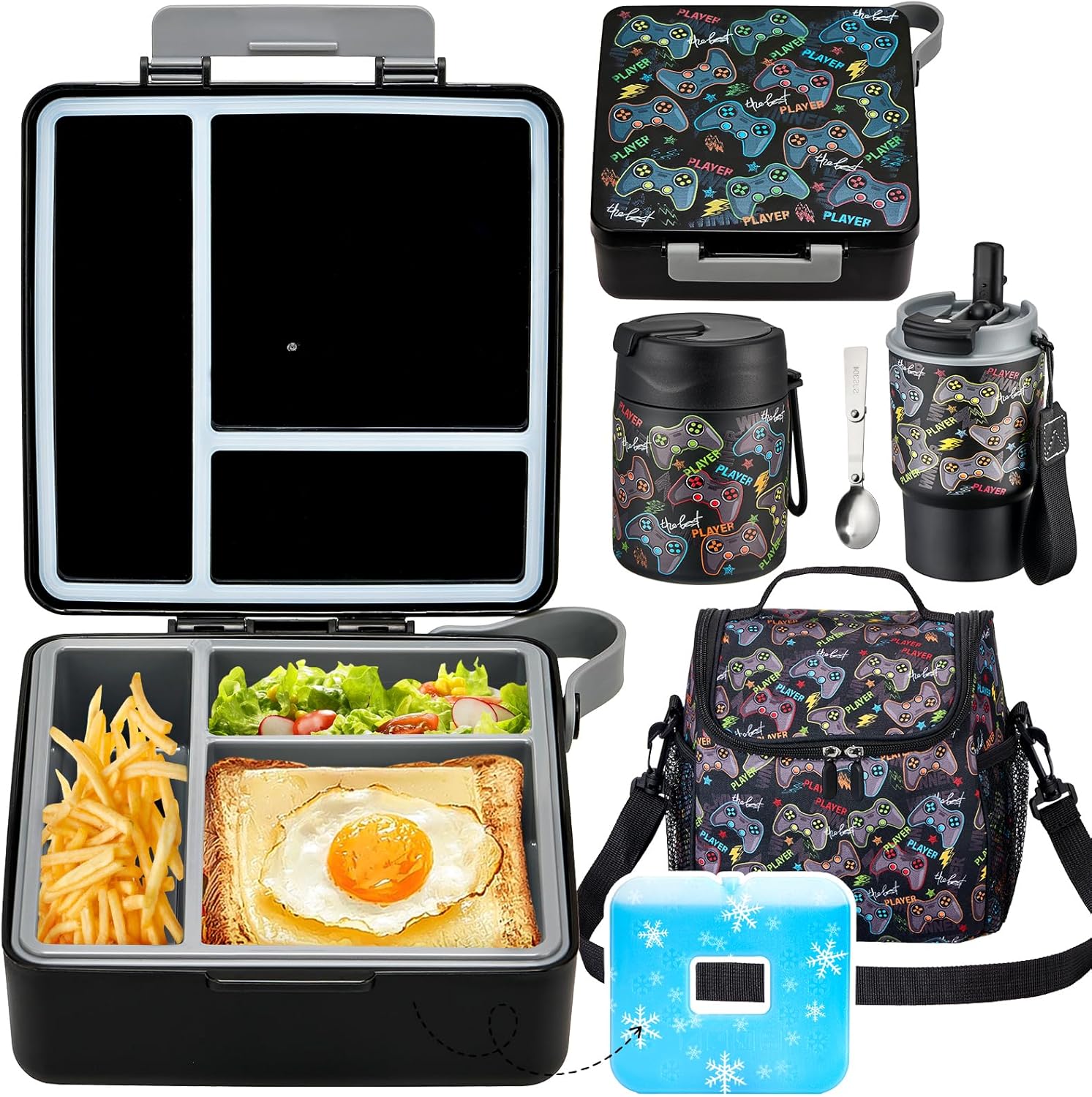 Lunch Box Set with Bento Box and Insulated Food Jar for Kids