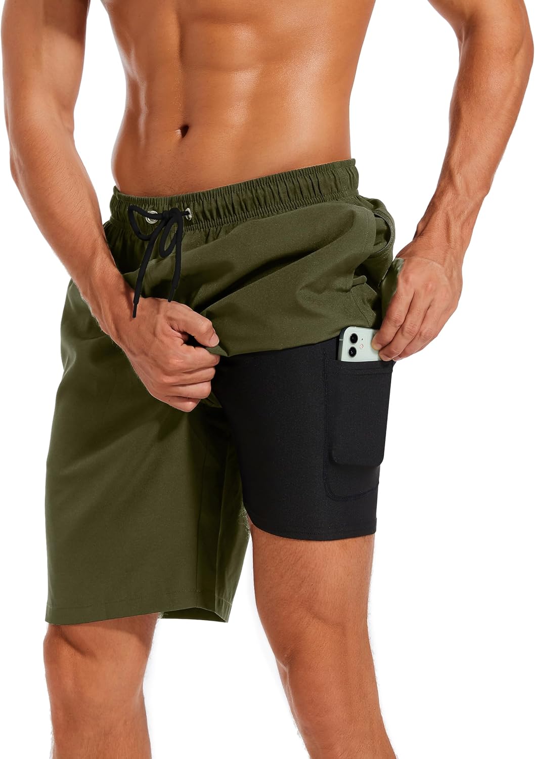 Difficort Mens Swim Trunks with Compression Liner for Comfort