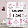 Pink Bow Bible Verse Shower Curtain 60W x72H - Girly Inspirational