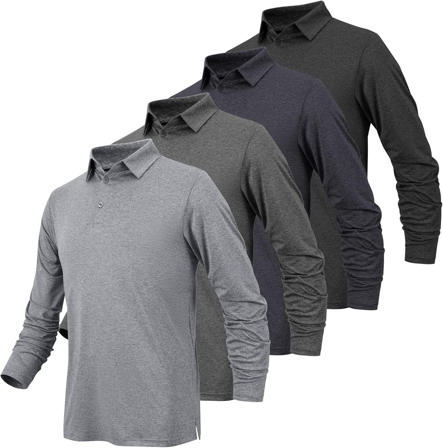 Moisture Wicking Long Sleeve Polo Shirts for Men by BALENNZ