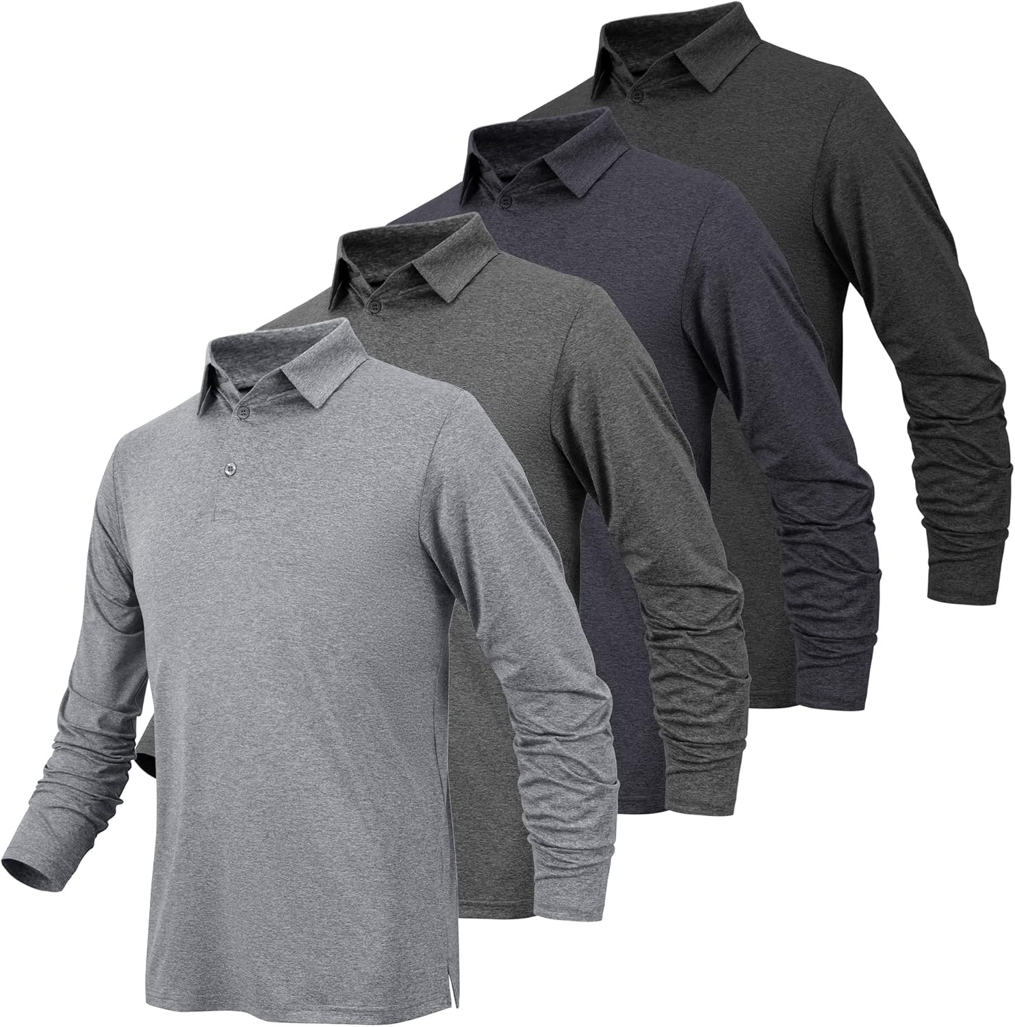 Moisture Wicking Long Sleeve Polo Shirts for Men by BALENNZ