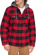 Levi's Plaid Sherpa Lined Hooded Shirt Jacket - Warm, Casual Layer Red